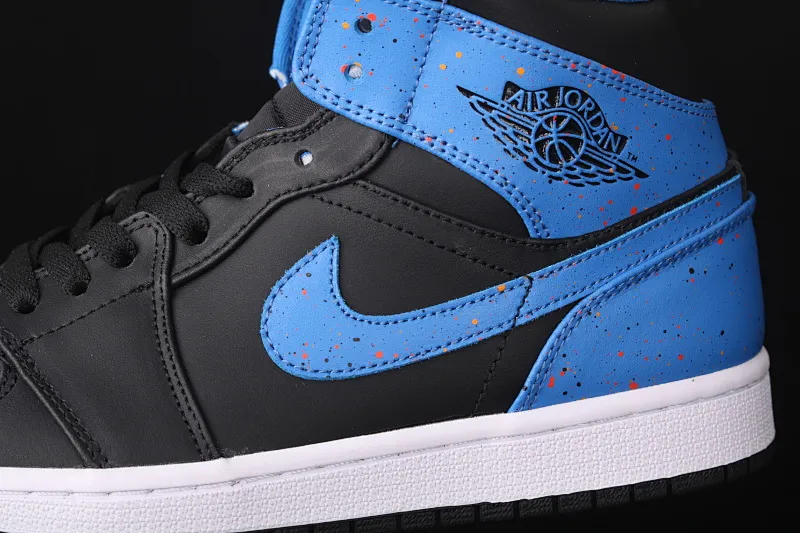 All categories Air Jordan Jordan series basketball shoes Air Jordan 1 Mid Air Jordan 1 Mid AJ1 Joe 1 inkjet black and blue Zhongbang basketball shoes 554724-048